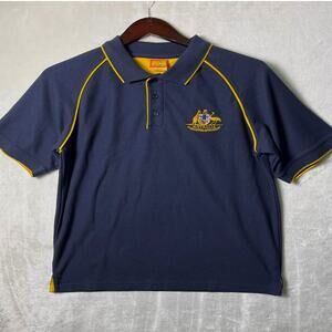 VTG 90's Classic Australia Pique Polo Shirt Men's L RooRock Aussie Rugby Crest